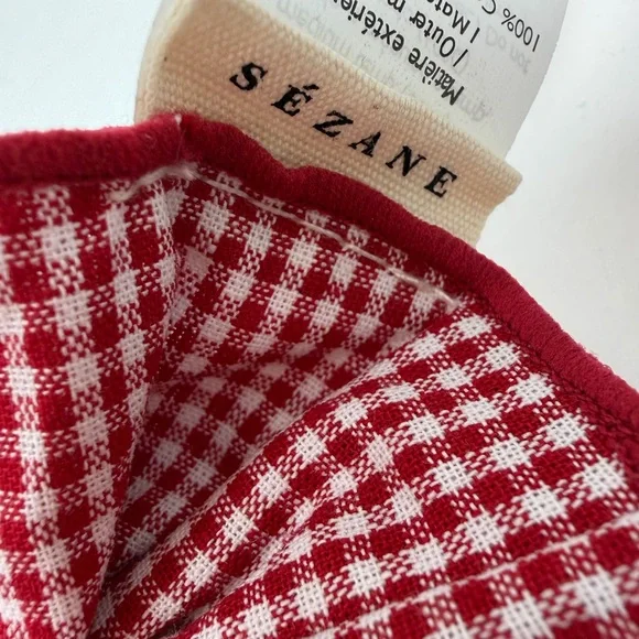 Sezane Gingham Hair Scrunchie in Checkered Red and White - Picture 6 of 6